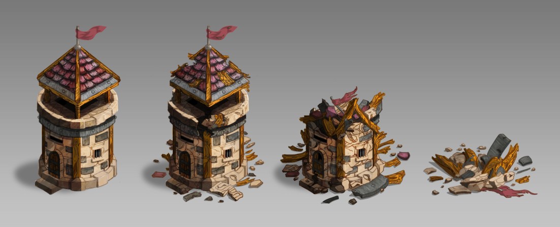 guard towers damaged